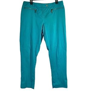 Michael Kors Zip Pocket Cotton Blend Stretch Pants Teal Women's Size 10